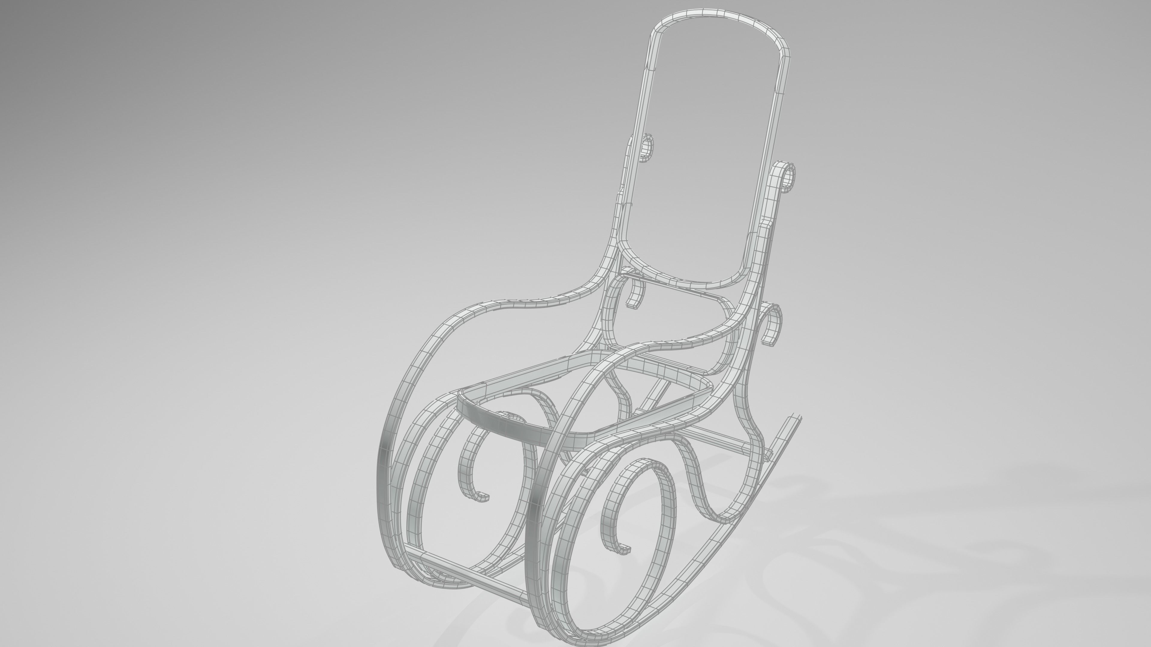 Rocking Chair Low-poly 3D model_11