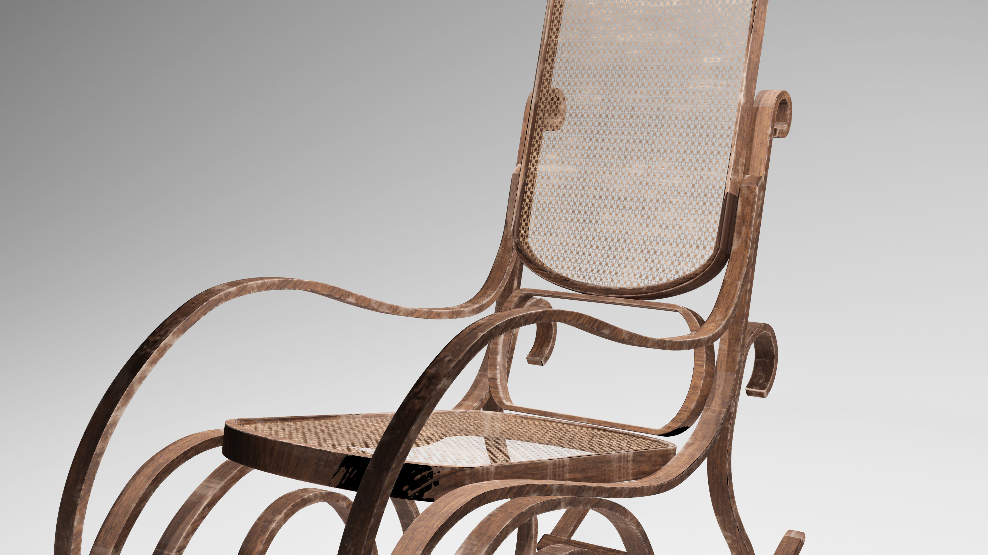 Rocking Chair Low-poly 3D model_7
