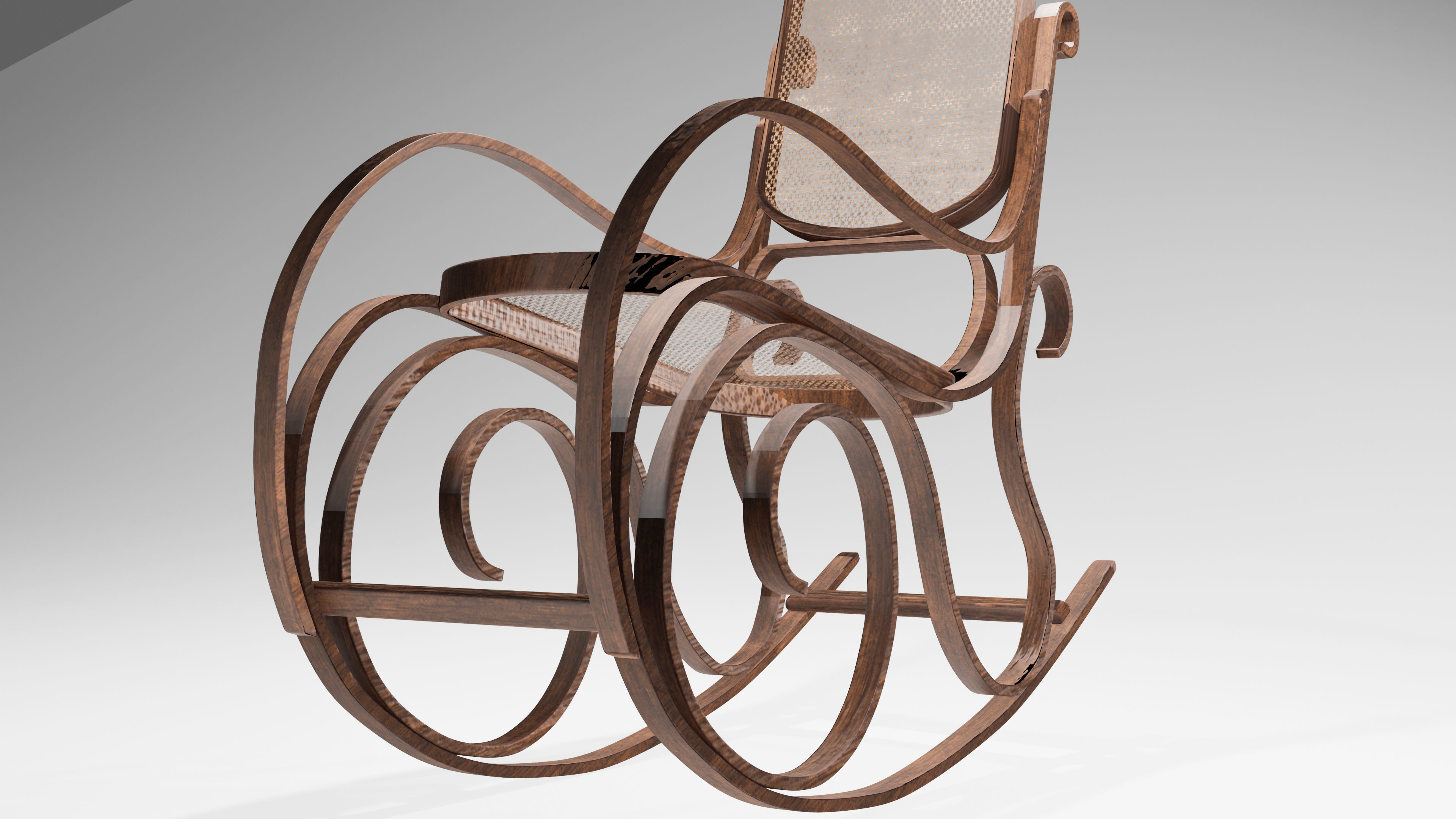 Rocking Chair Low-poly 3D model_4