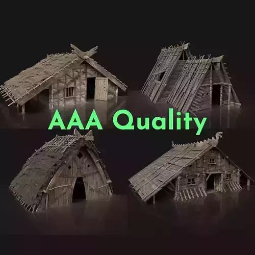 AAA NEXT-GEN VIKING MEDIEVAL NORSEMAN VILLAGE BUILDING PACK 3D Model Collection