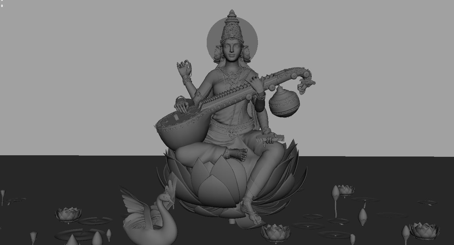 god saraswati 3d model 3D model_1