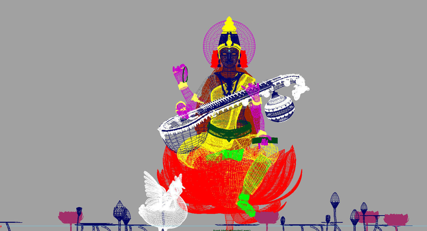 god saraswati 3d model 3D model_11