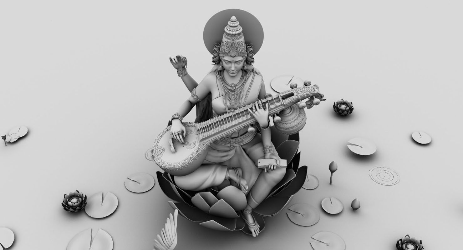 god saraswati 3d model 3D model_9