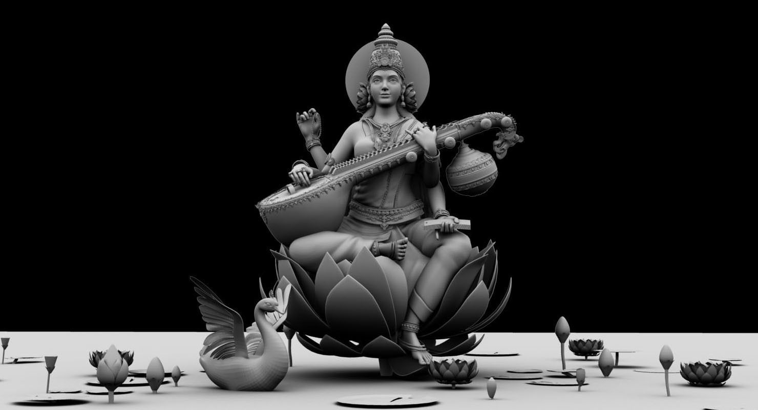 god saraswati 3d model 3D model_5