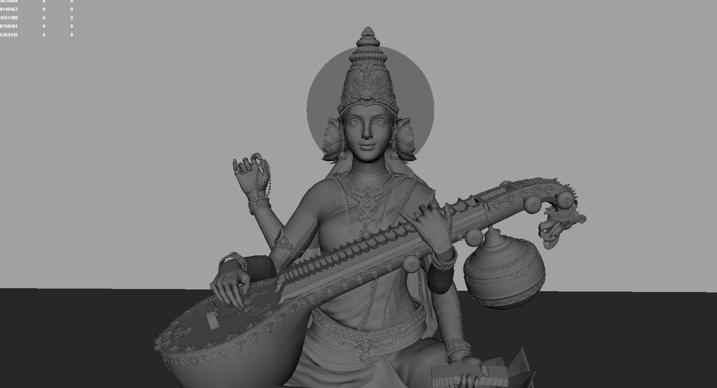 god saraswati 3d model 3D model_2