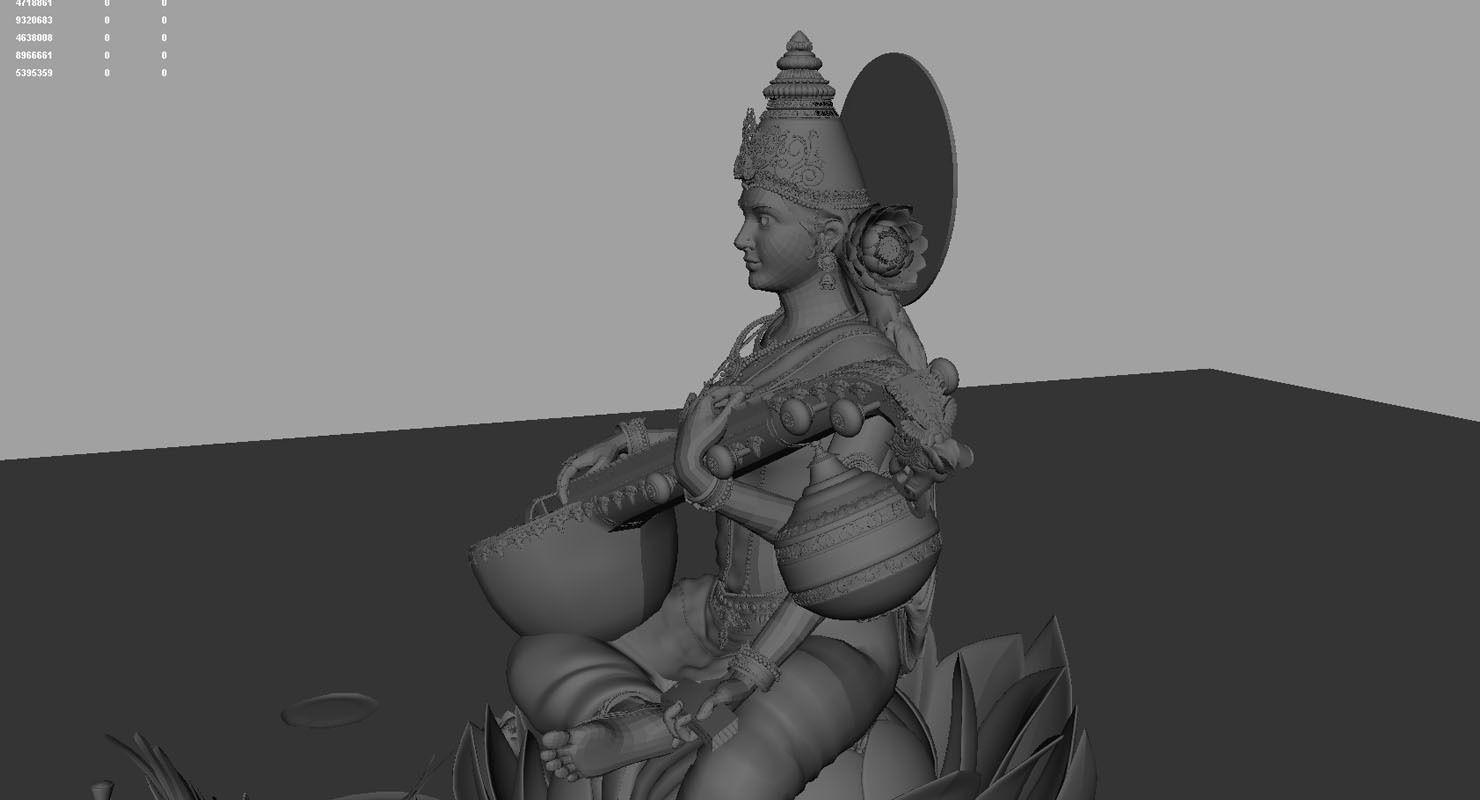 god saraswati 3d model 3D model_3
