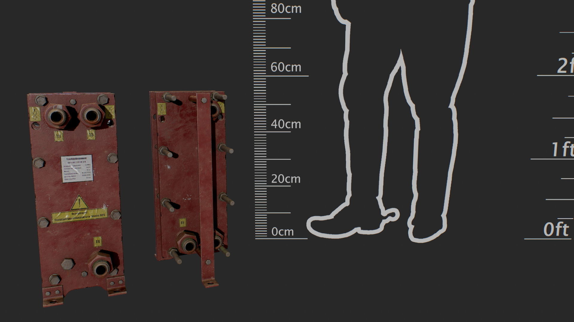 Old russian small Heat Exchanger Low-poly 3D model_6