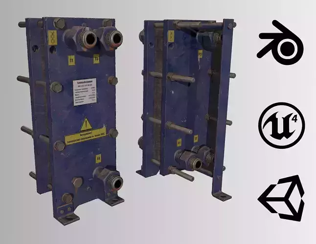 Old russian small Heat Exchanger Low-poly 3D model