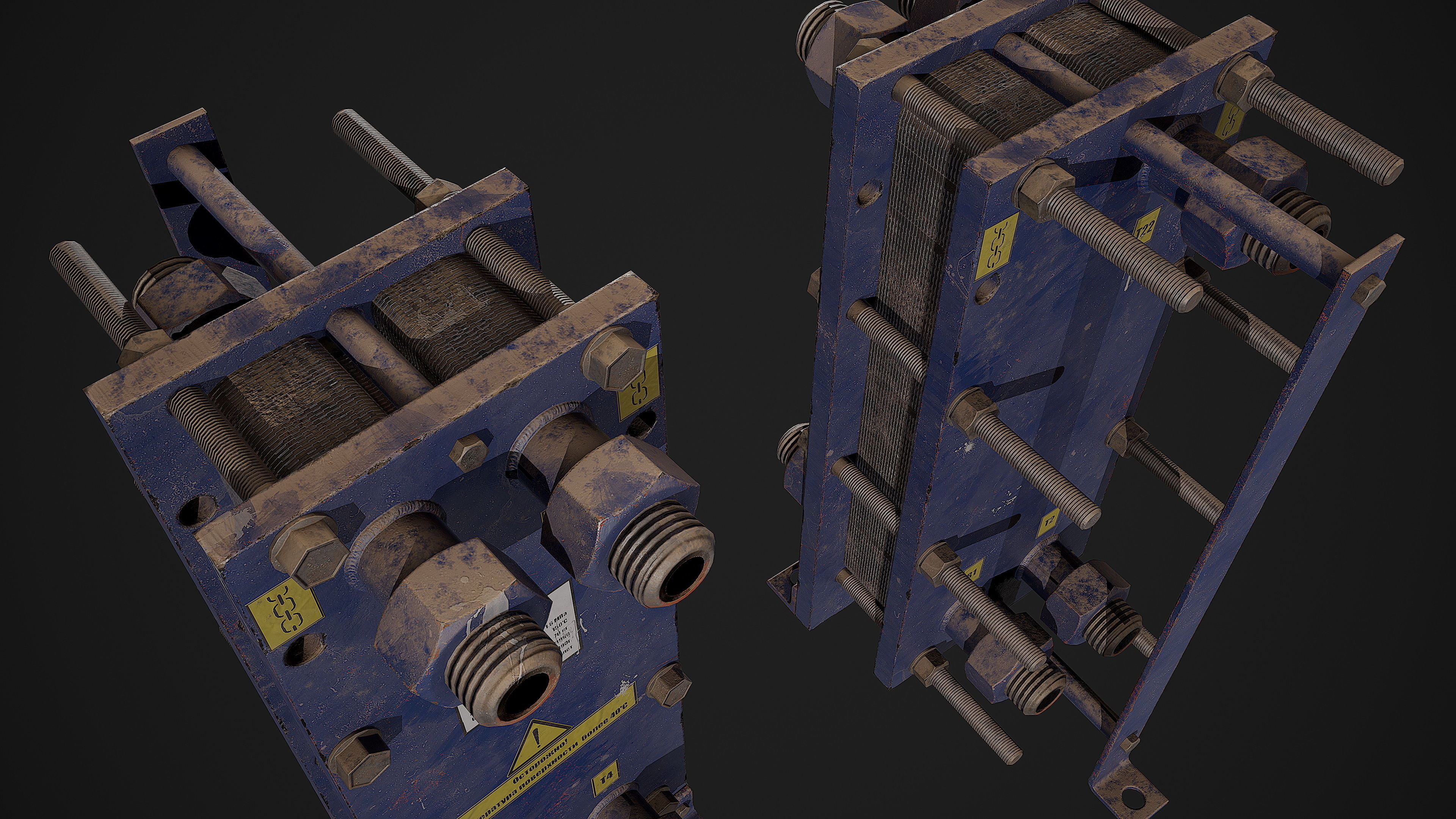 Old russian small Heat Exchanger Low-poly 3D model_3