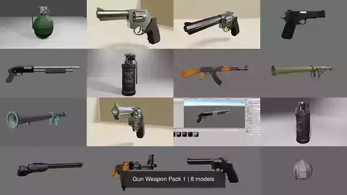 Gun Weapon Pack 1 3D Model Collection