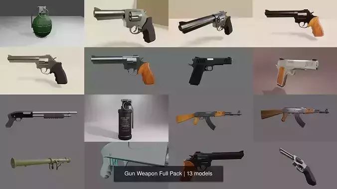 Gun Weapon Full Pack 3D Model Collection