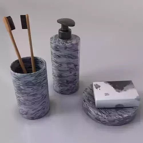 Bathroom Set 1 two toothbrushes and soap dispenser