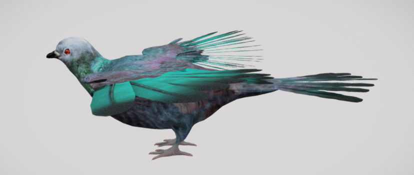 Pigeon bird in flight Low-poly 3D model_4