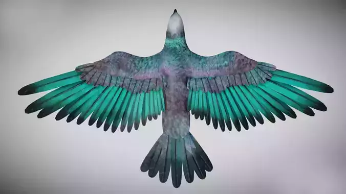 Pigeon bird in flight Low-poly 3D model