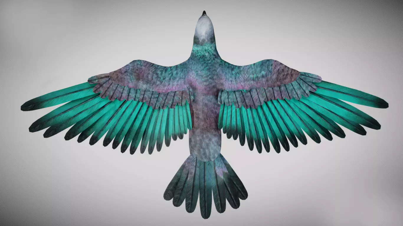 Pigeon bird in flight Low-poly 3D model_0