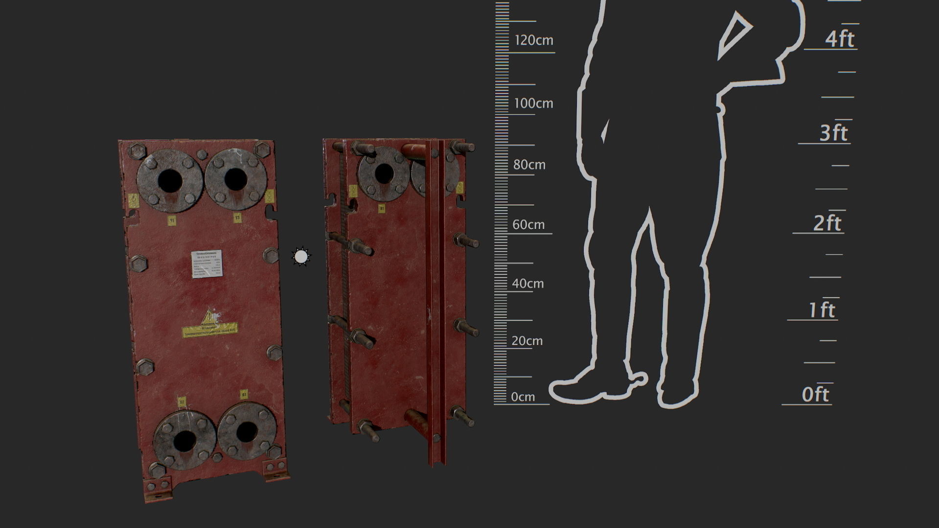 Old russian medium Heat Exchanger Low-poly 3D model_6
