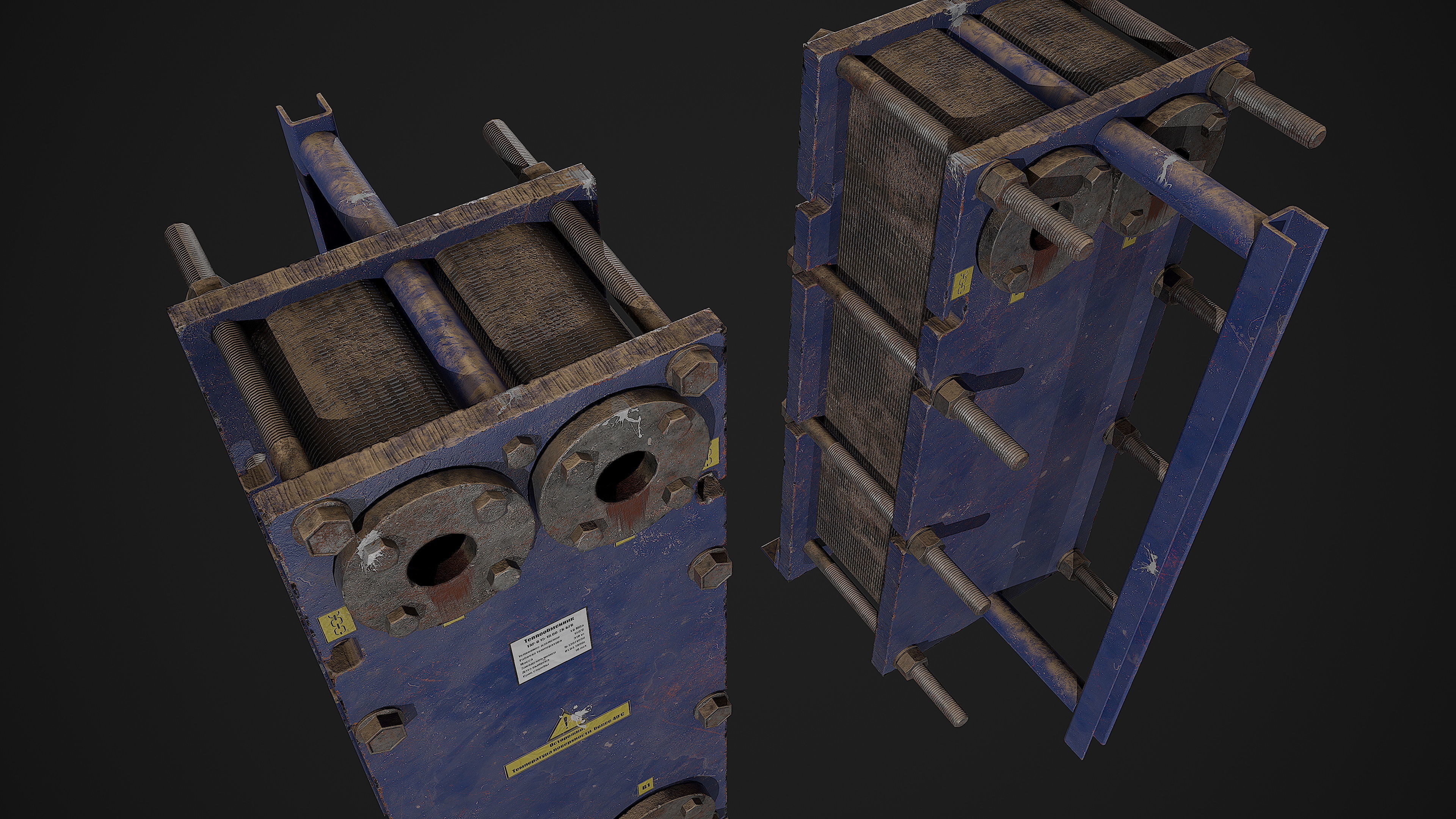 Old russian medium Heat Exchanger Low-poly 3D model_3