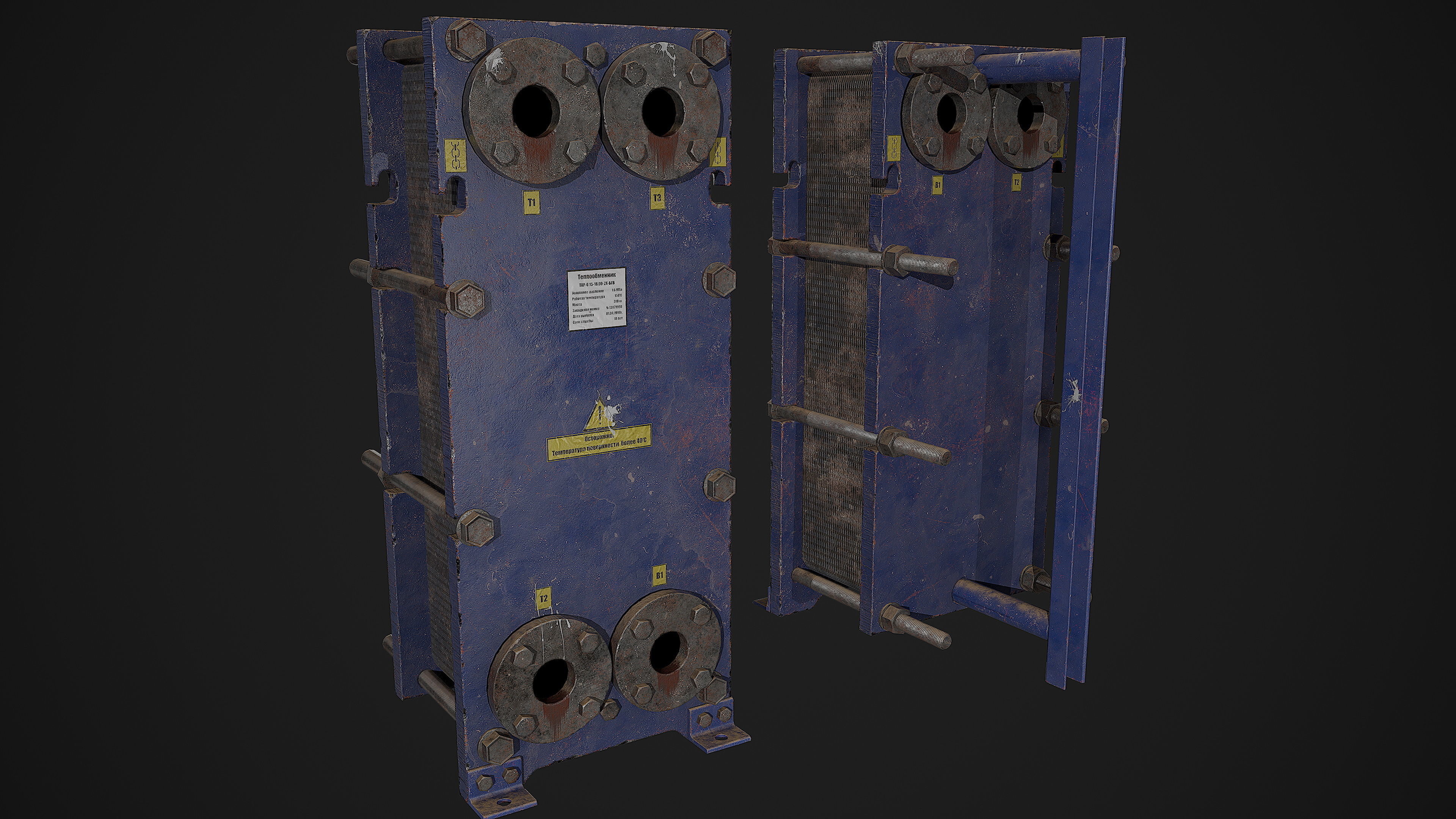 Old russian medium Heat Exchanger Low-poly 3D model_1