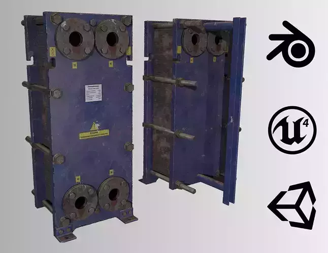 Old russian medium Heat Exchanger Low-poly 3D model