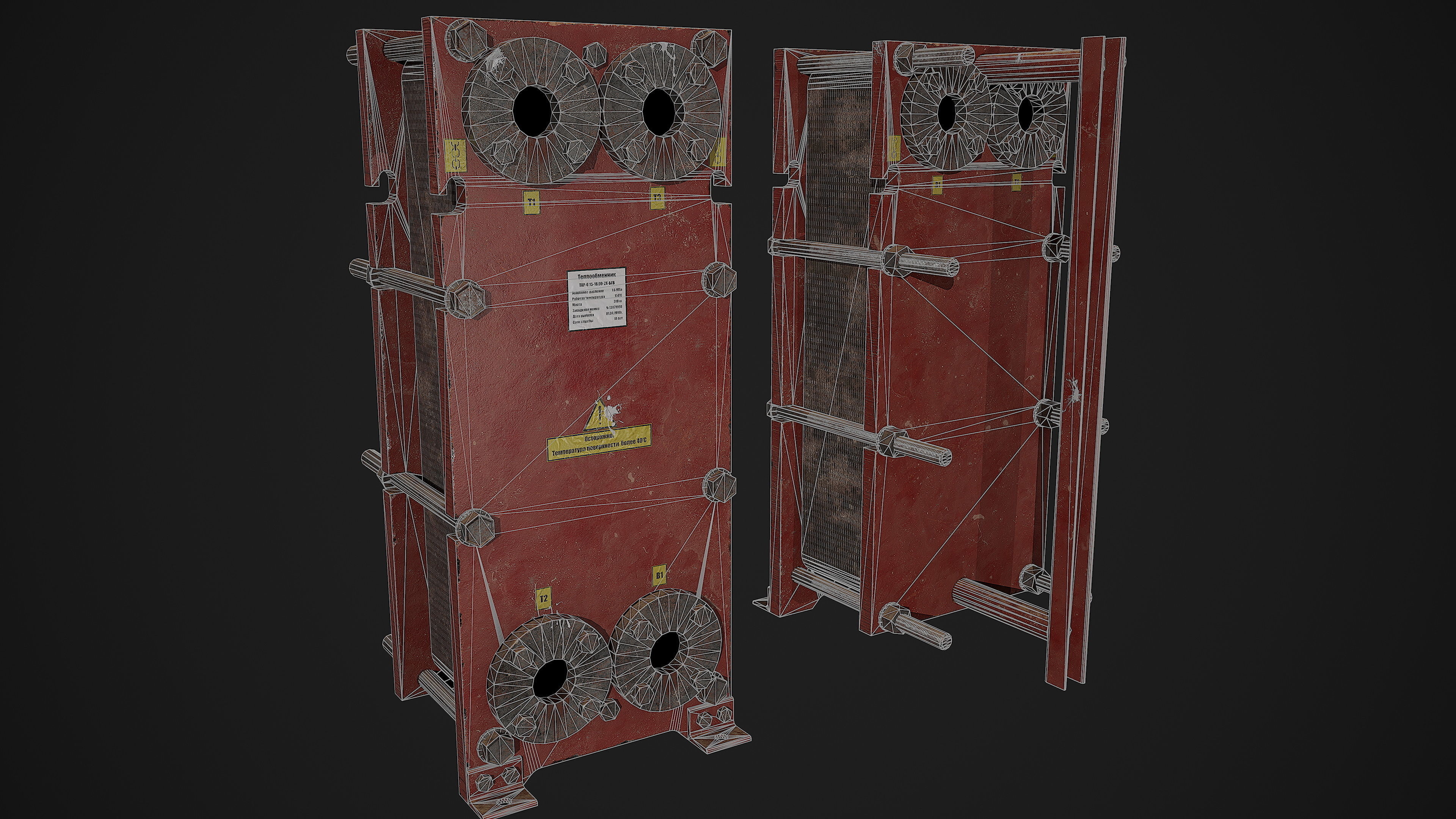 Old russian medium Heat Exchanger Low-poly 3D model_5