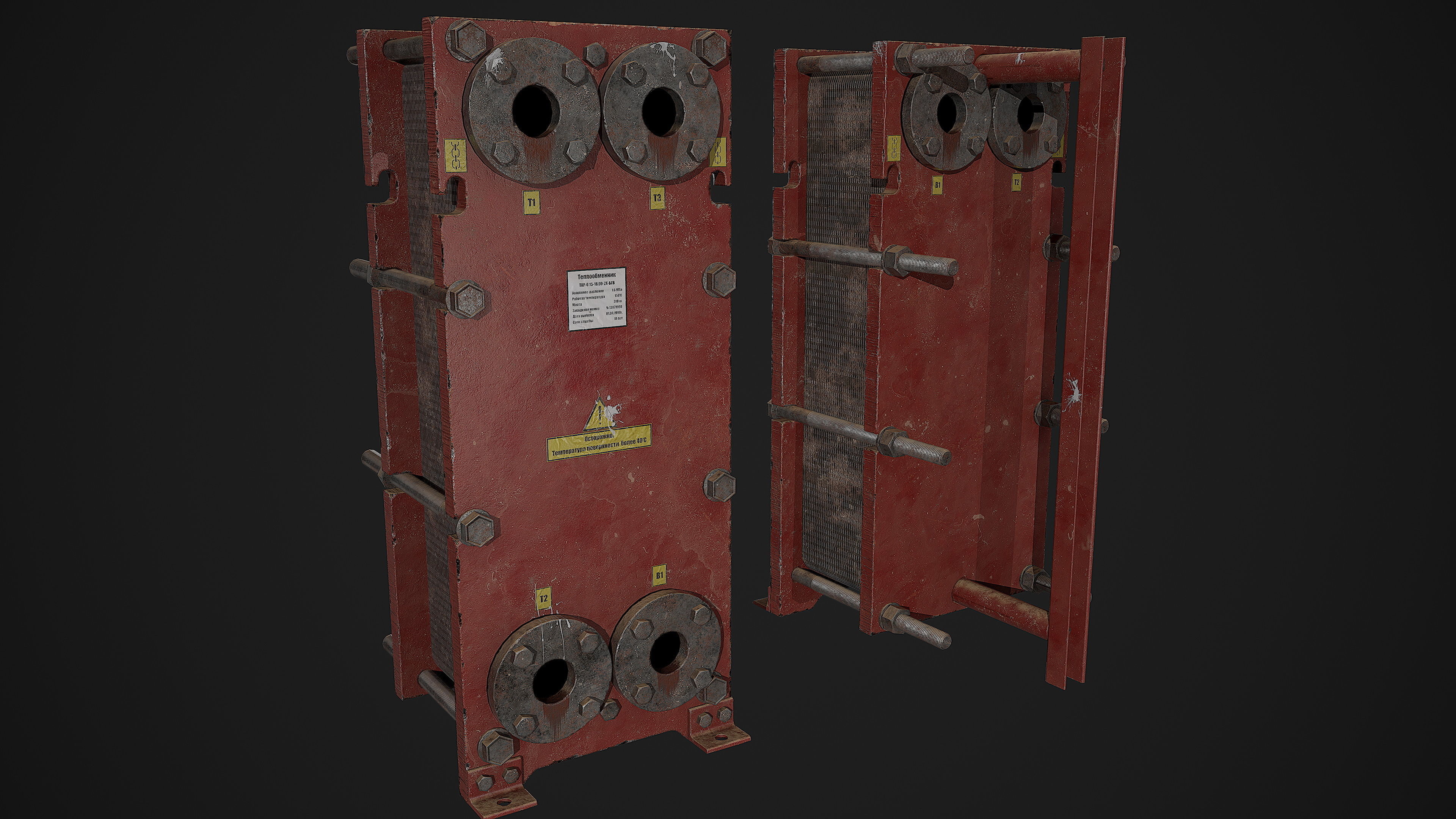 Old russian medium Heat Exchanger Low-poly 3D model_2