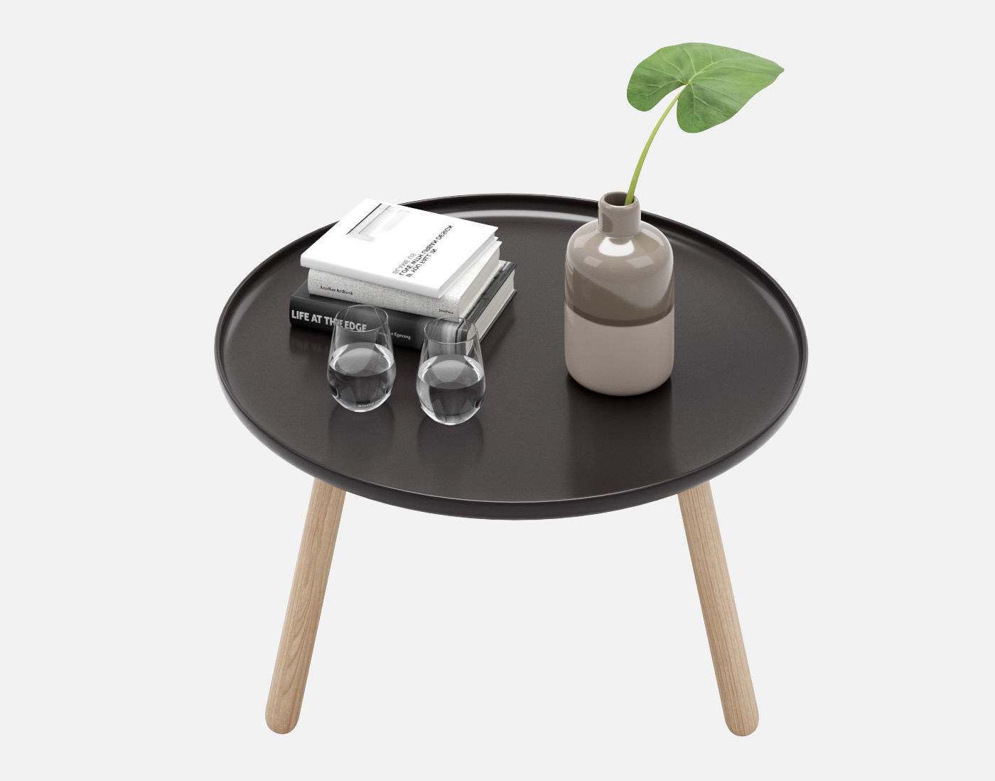 Sofa and armchair Serie Up 2000 with Table large black 3D model_9