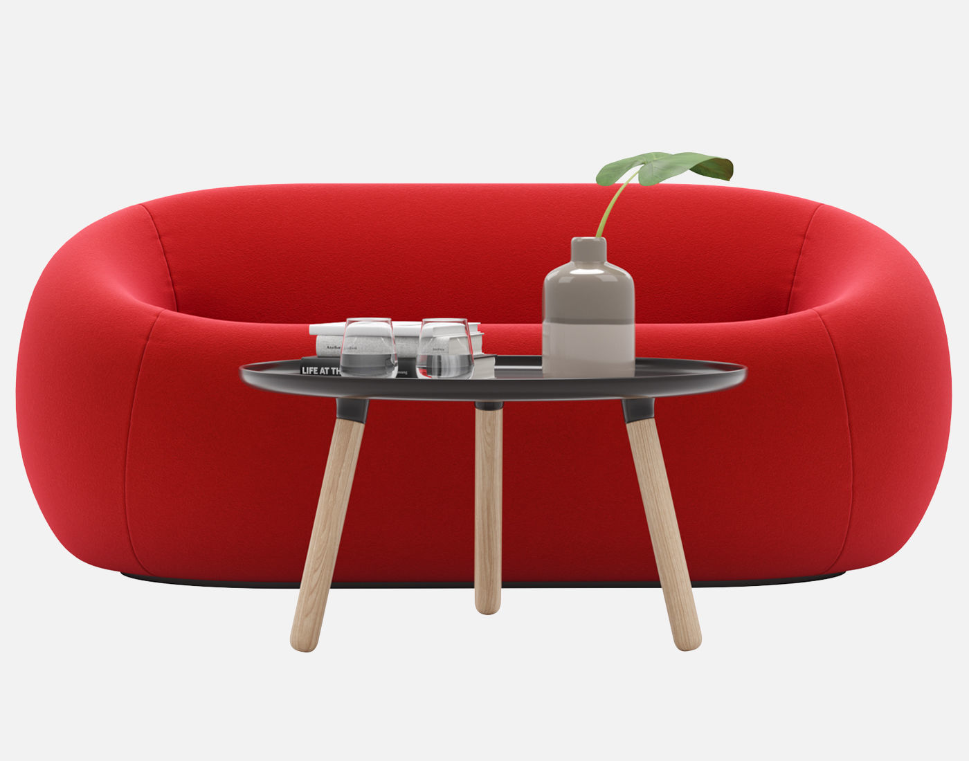 Sofa and armchair Serie Up 2000 with Table large black 3D model_3