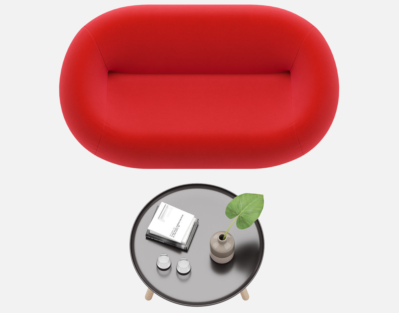 Sofa and armchair Serie Up 2000 with Table large black 3D model_5