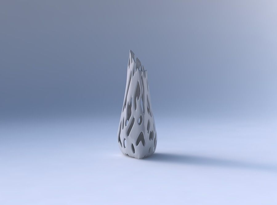 Vase puffy tipped triangle with smooth cuts 3D print model_4