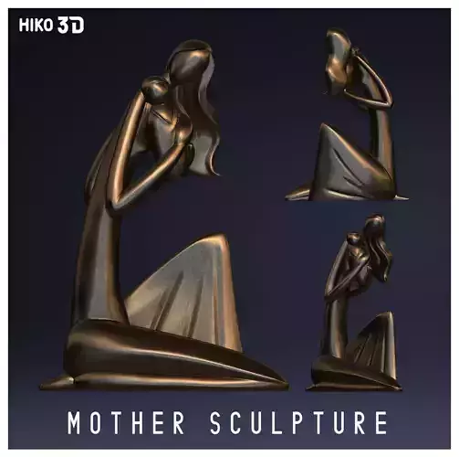 MOTHER AND SON - STYLIZED FIGURE SCULPTURE 3D print model