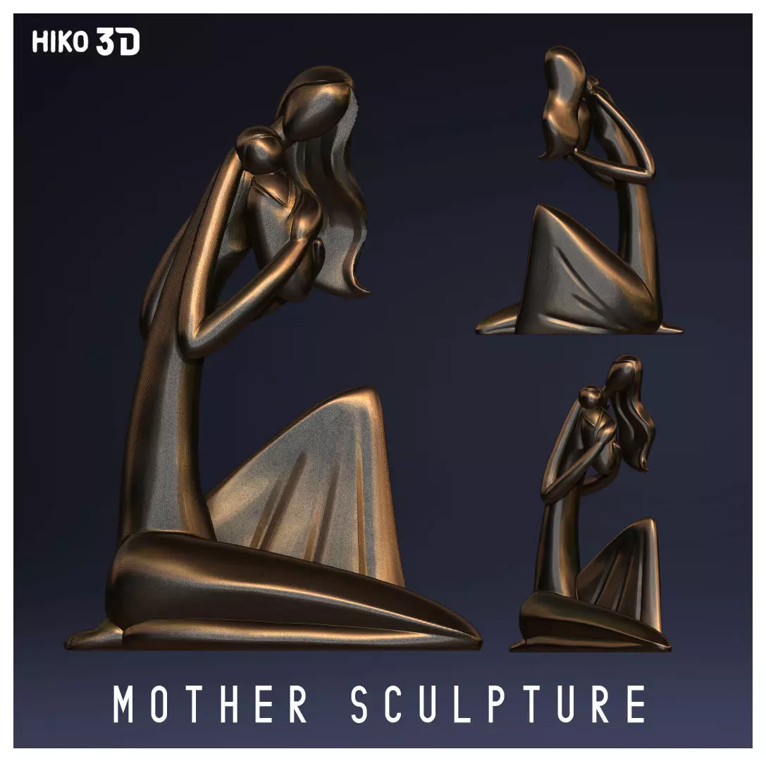 MOTHER AND SON - STYLIZED FIGURE SCULPTURE 3D print model
