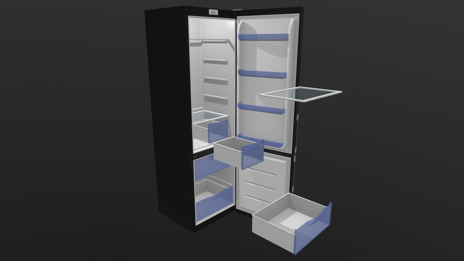 Refrigerator Low-poly 3D model_16