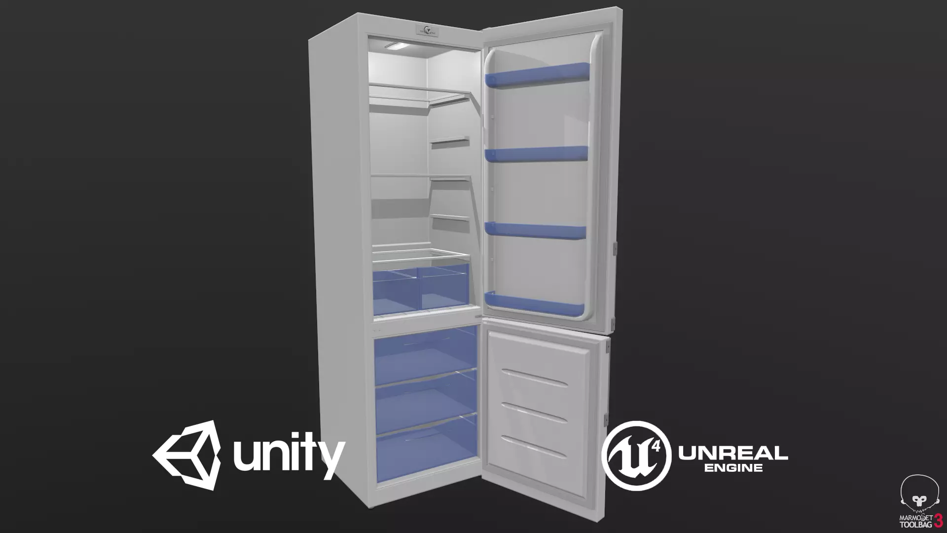 Refrigerator Low-poly 3D model_0
