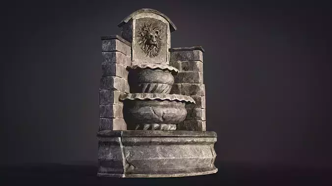 Stone Fountain low-poly game-ready Low-poly 3D model