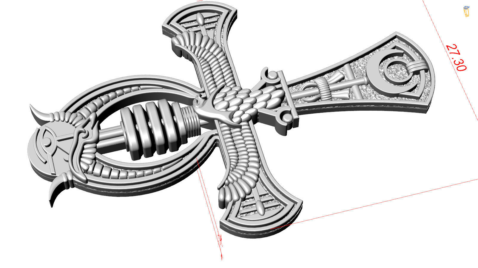 Egyptian cross v2 3D print model_10