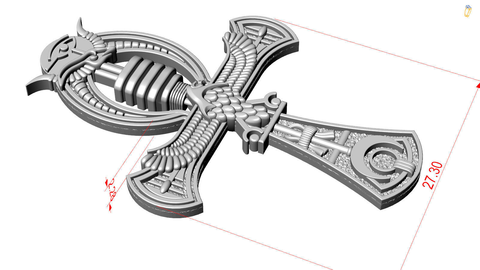 Egyptian cross v2 3D print model_11