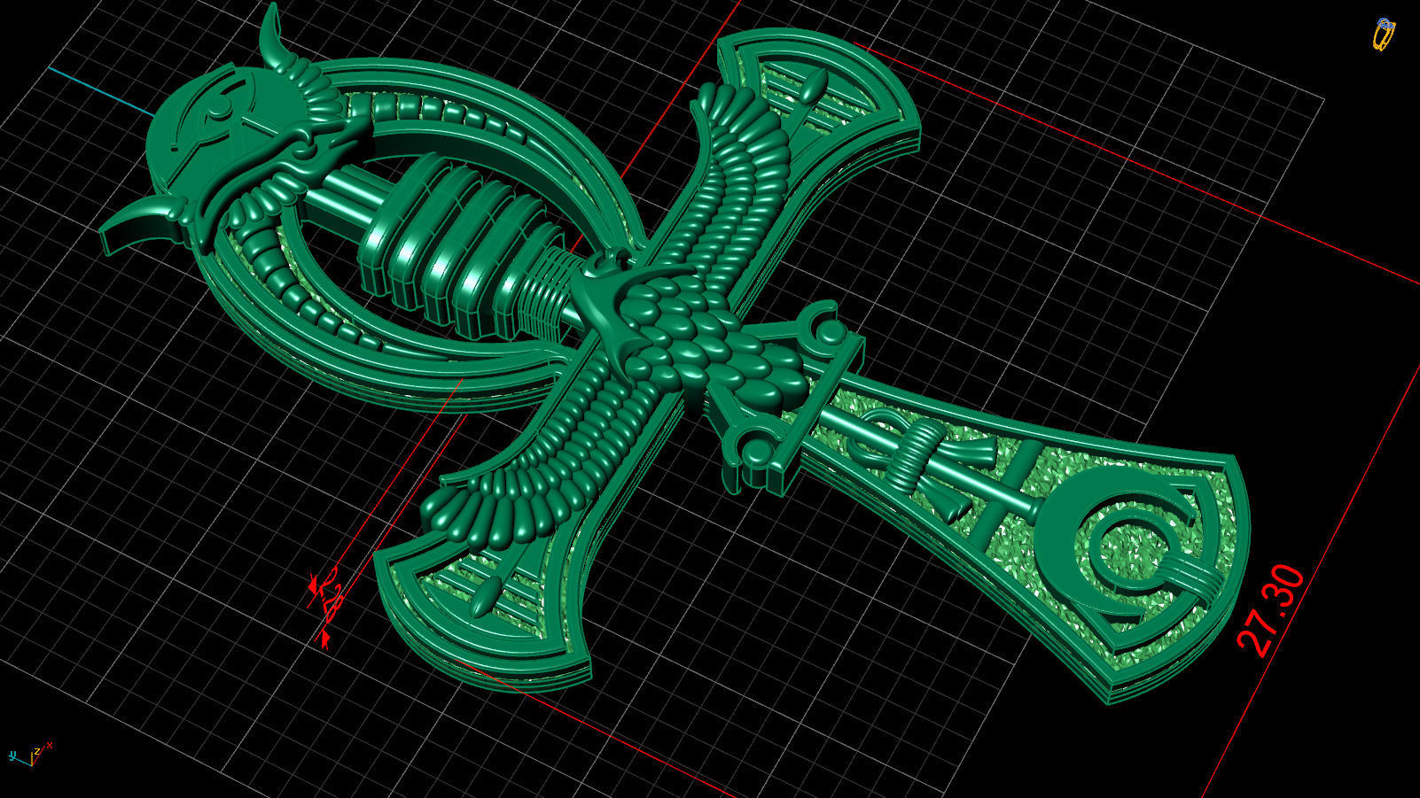 Egyptian cross v2 3D print model_5