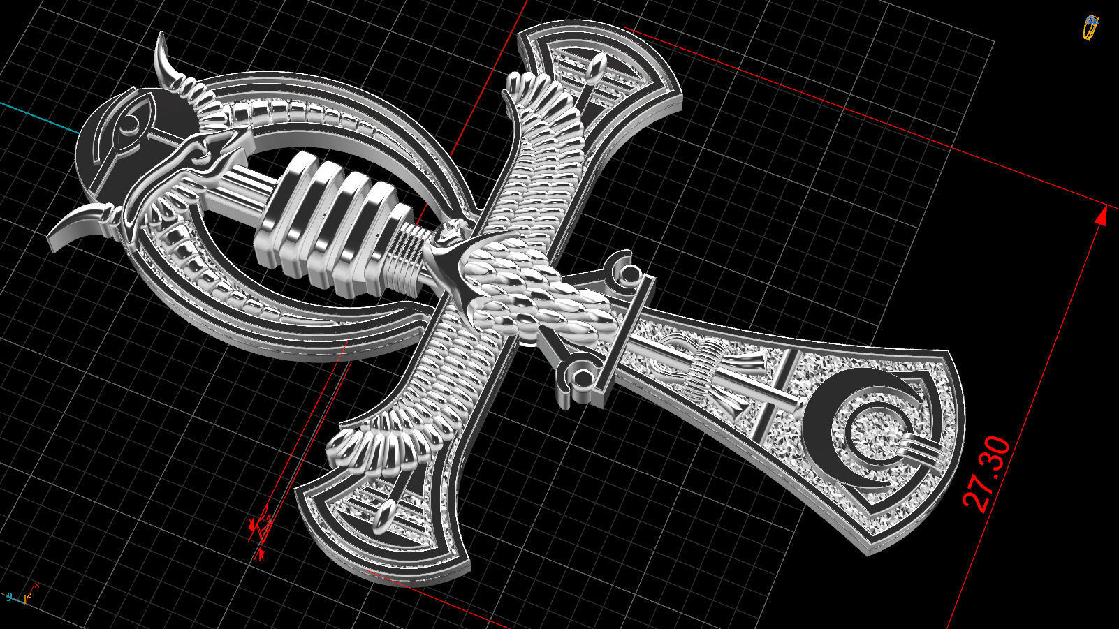 Egyptian cross v2 3D print model_7