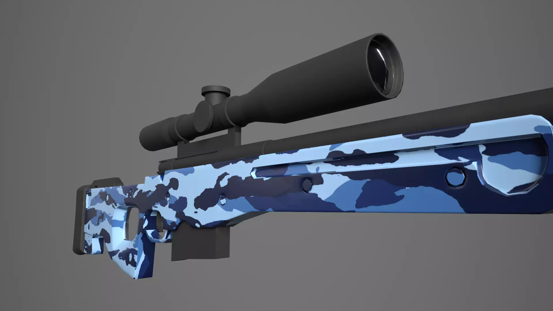 Arctic Warfare Magnum Blue Camo Sniper Low-poly 3D model