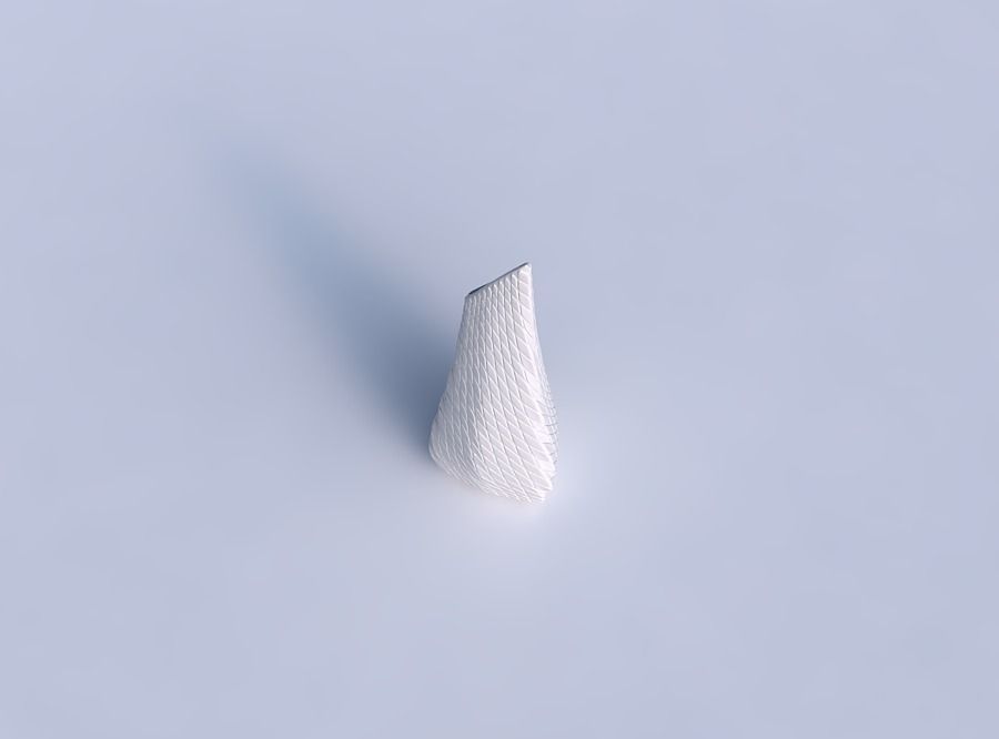Vase puffy tipped triangle with twisted diagonal grid bulges 3D print model_1