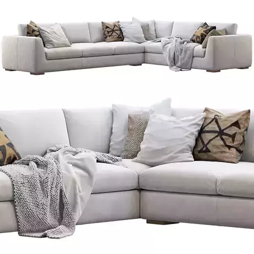 RH Modena Taper Arm L-Sectional sofa 3D model