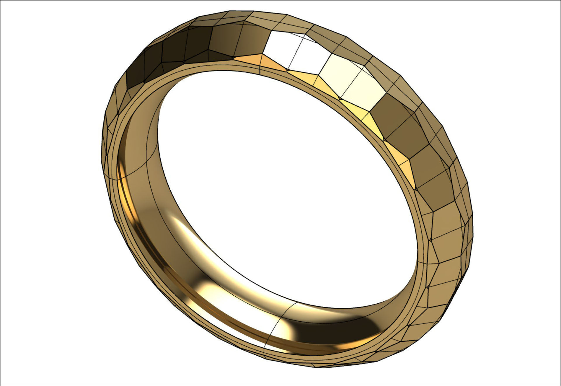 Multi-facet gold ring 3D print model_9