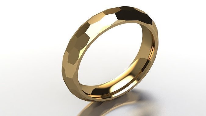 Multi-facet gold ring 3D print model