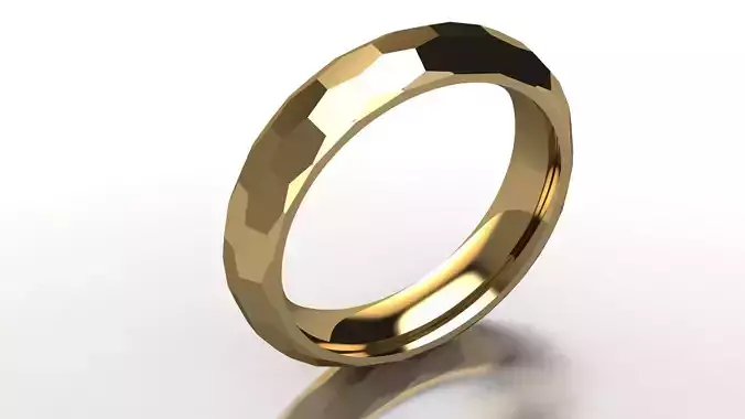 Multi-facet gold ring 3D print model