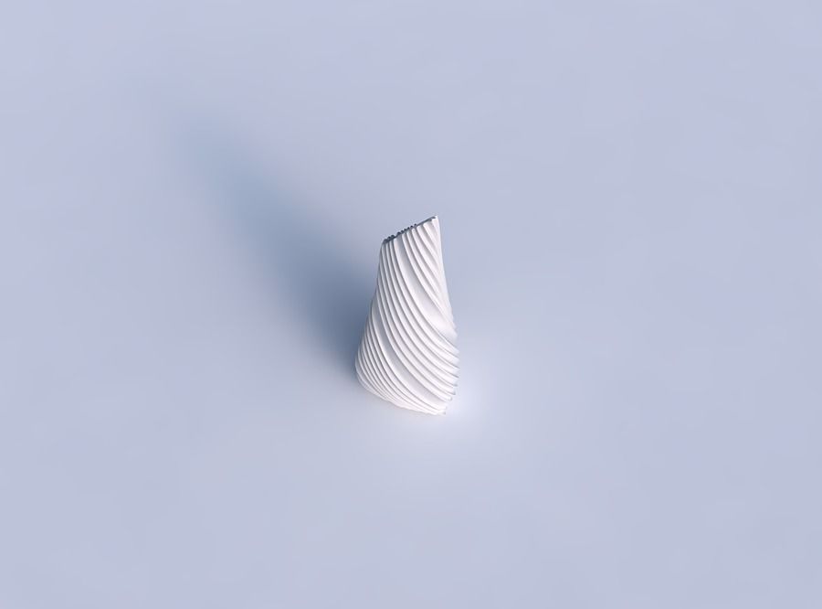 Vase puffy tipped triangle with twisted extruded lines 3D print model_1