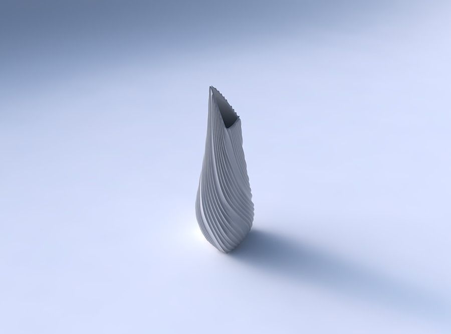 Vase puffy tipped triangle with twisted extruded lines 3D print model_3