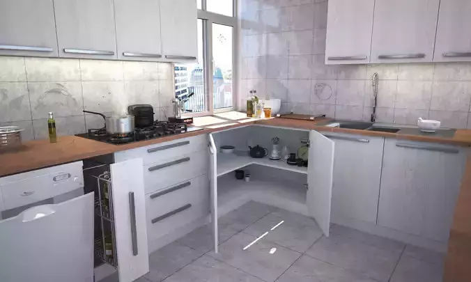 kitchen with cabinets and sink 3D model