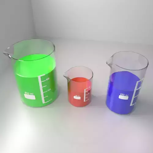 150ml 250ml and 800ml Glass Beaker with Liquid 2