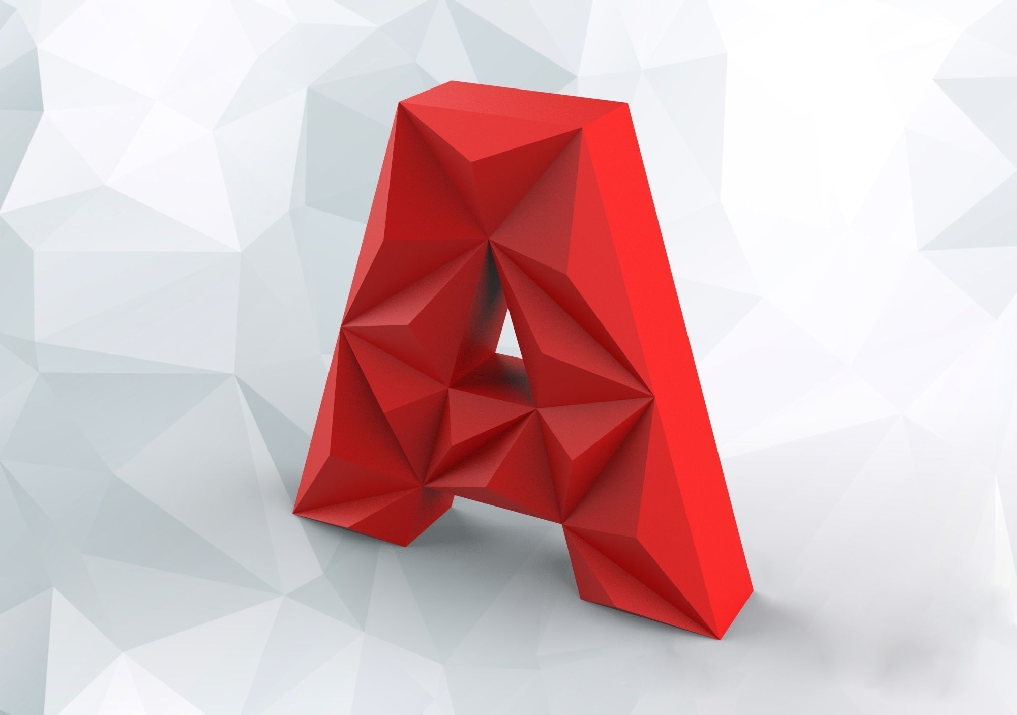 Lowpoly letter A polygonal 3D print model_3