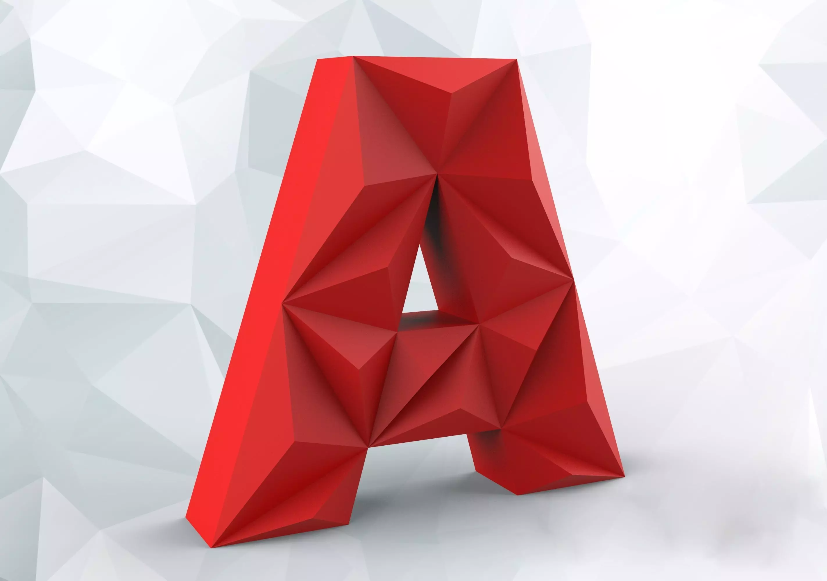 Lowpoly letter A polygonal 3D print model_0